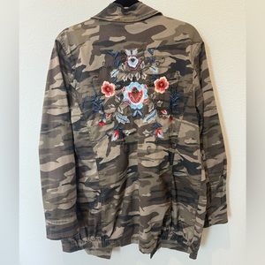 Express beaded embroidered military style jacket
